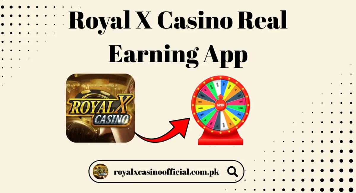 Royal X Casino intro section showing mobile app interface with card games, slots and bonus rewards